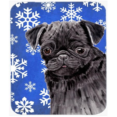 SKILLEDPOWER Pug Winter Snowflakes Holiday Mouse Pad&#44; Hot Pad or Trivet SK54729